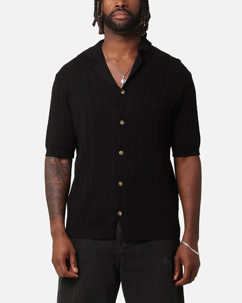 Xxiii Terry Knit Button Up Shirt Black 1