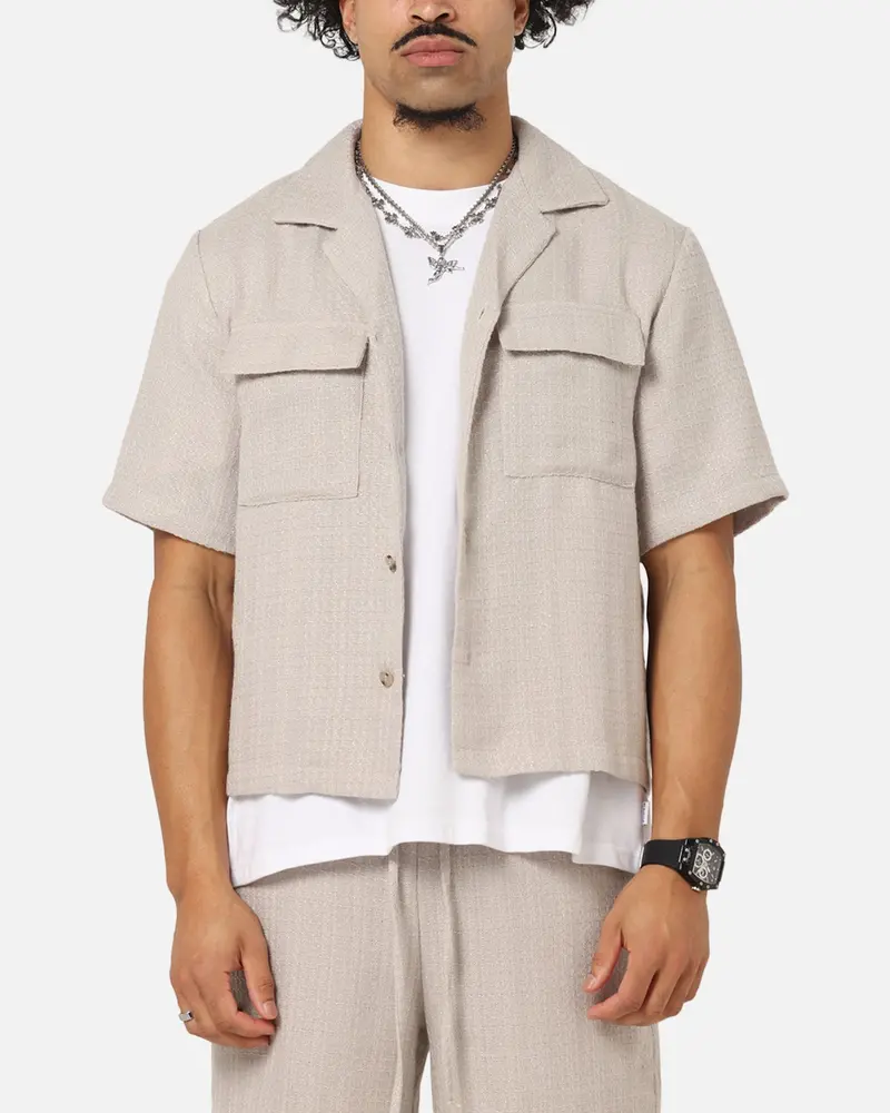Xxiii Textured Button Up Shirt Stone 1