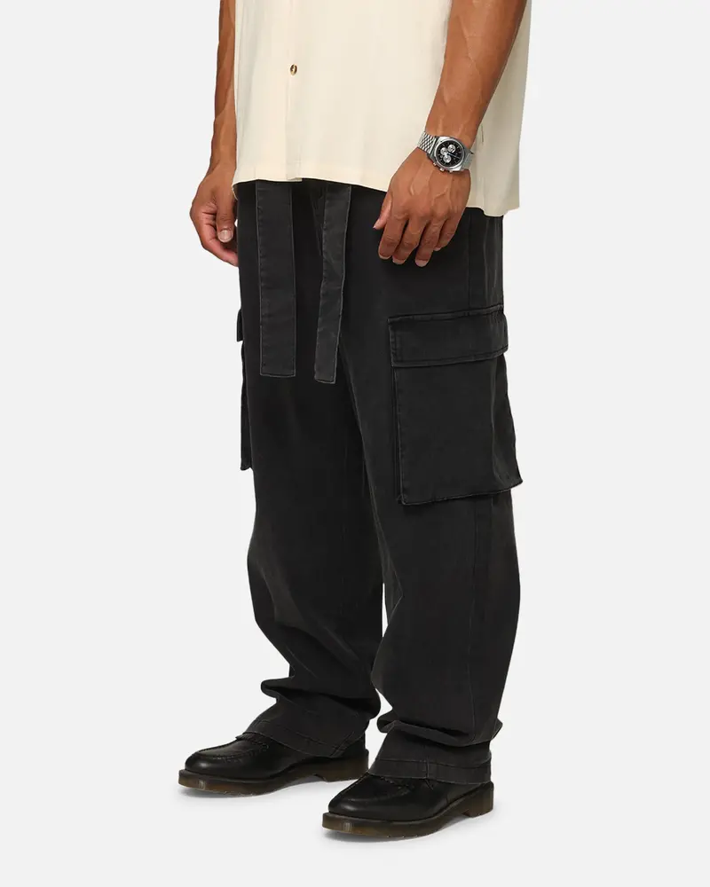 Xxiii Tie Up Cargo Pants Washed Black 1