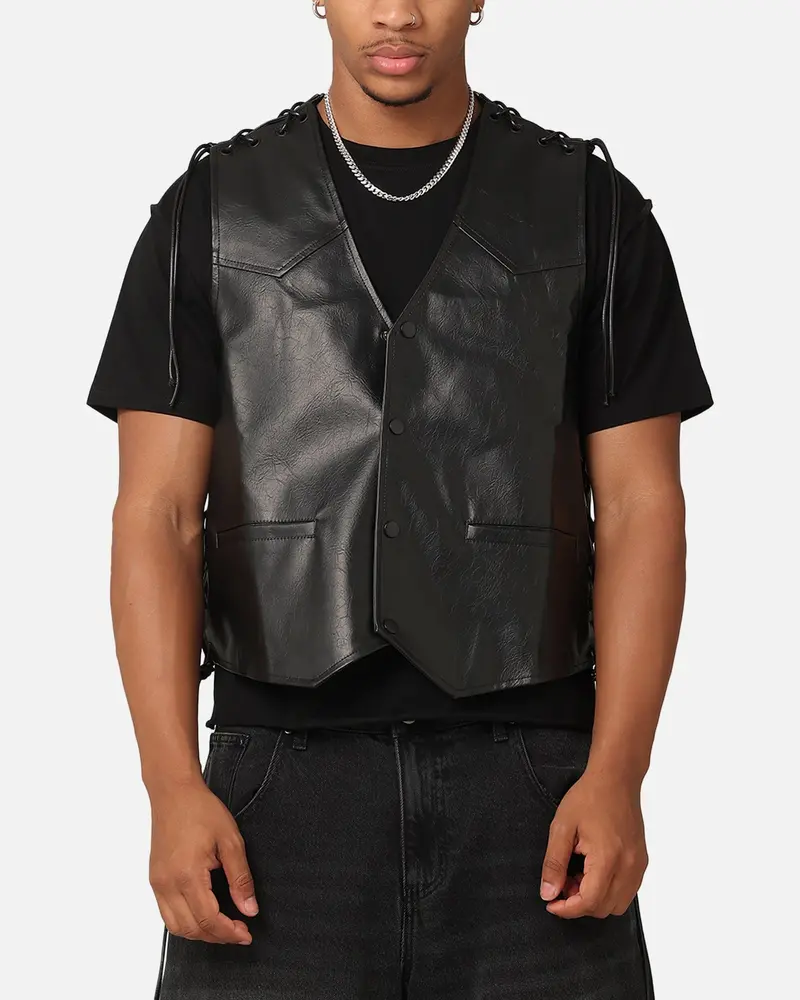 Xxiii Tied Up Pu Leather Vest Black 1