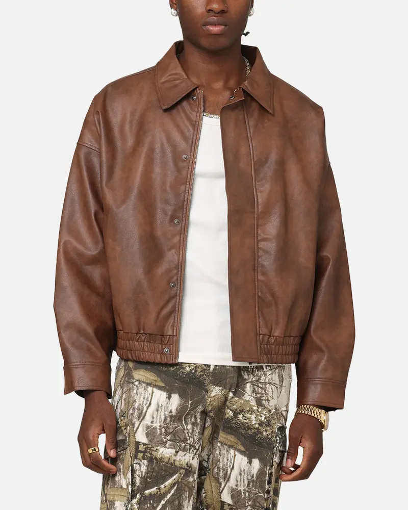 Xxiii Vegan Leather Flight Jacket Brown 1