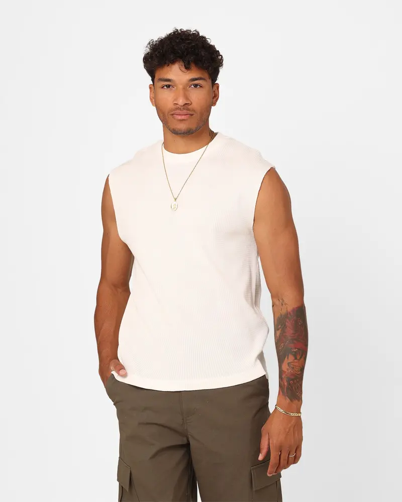 Xxiii Waffle Muscle Singlet White 1