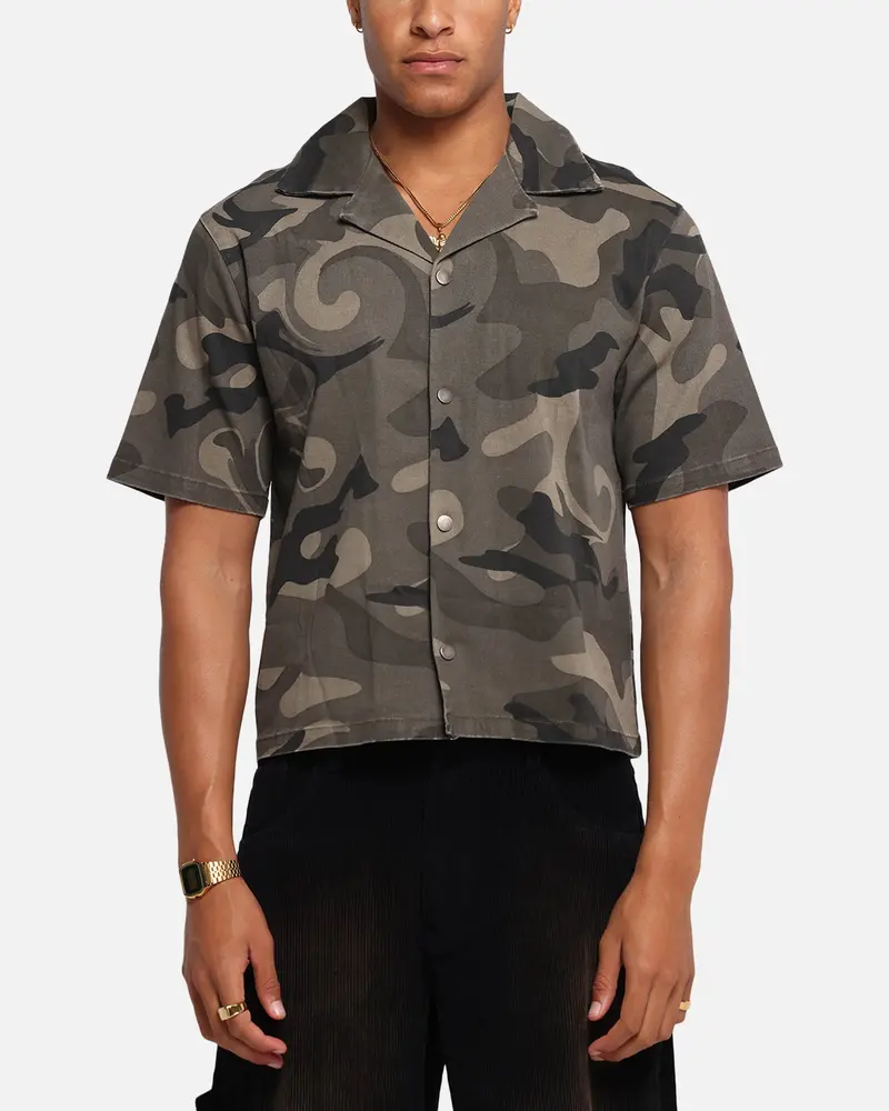 Xxiii Washed Camo Button Up Shirt Camo 1