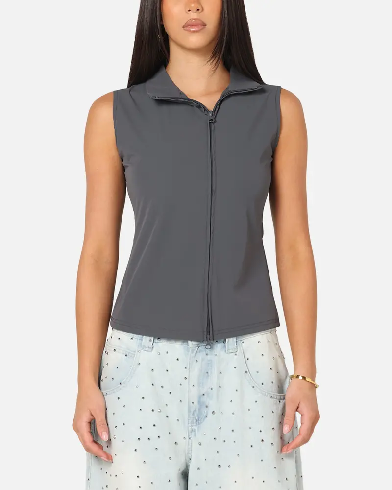 Xxiii Women's Asymmetric Zip Top Grey 1