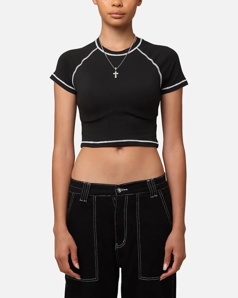 Xxiii Women's Boiler Room Crop T-Shirt Black 1