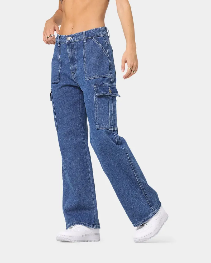 Xxiii Women's Poppy Wide Leg Cargo Pants Blue 1