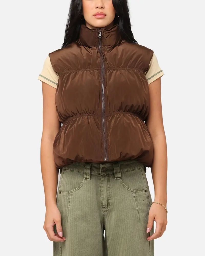 Xxiii Women's Primal Oversized Puffer Vest Chocolate 1