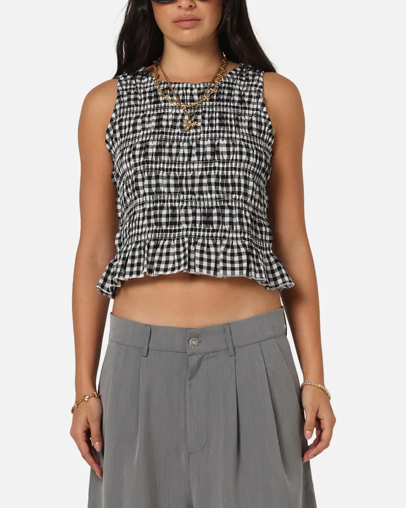 Xxiii Women's Shirred Top Black Check 1