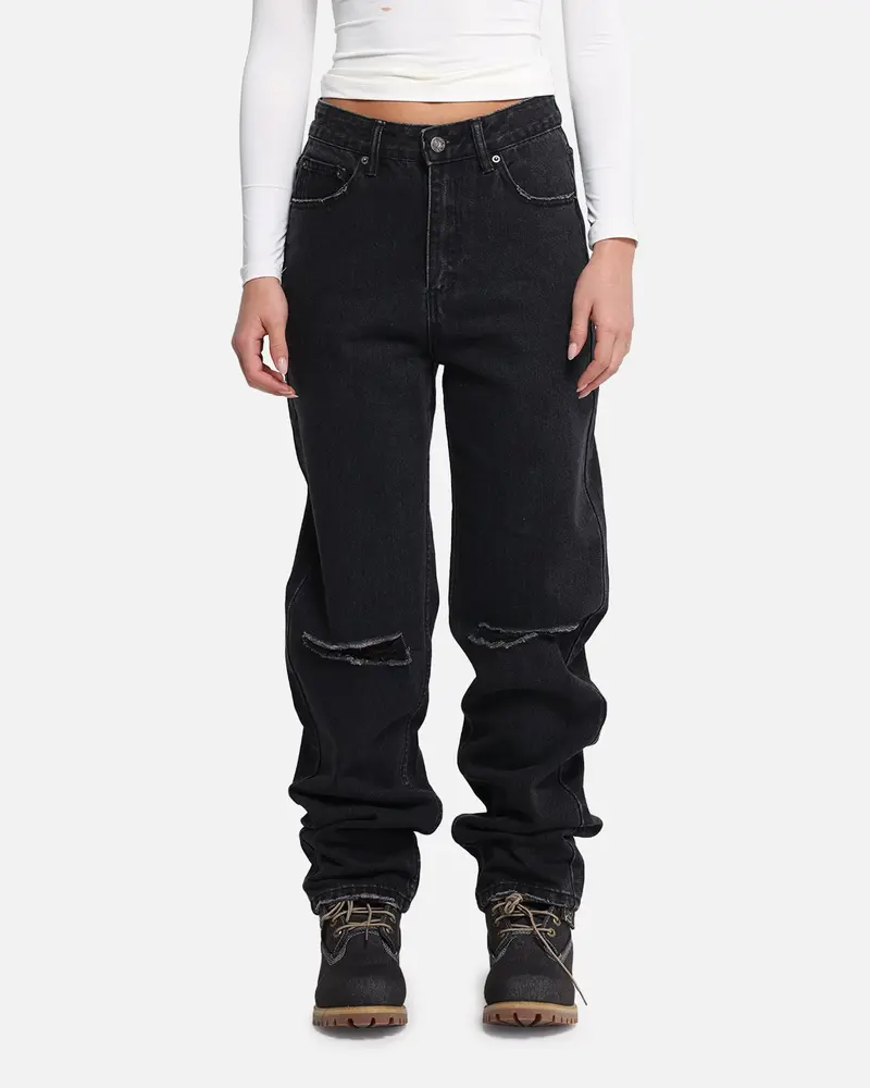 Xxiii Women's Straight Leg Jeans Washed Black 1