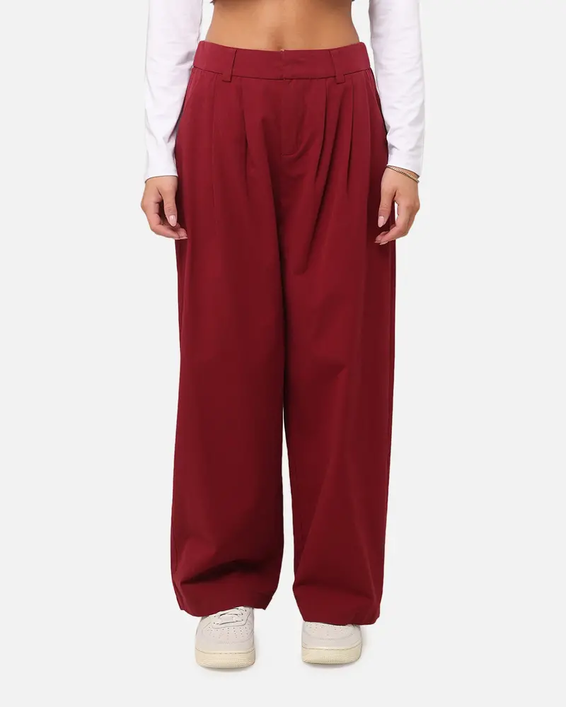 Xxiii Women's Wide Leg Tailored Pant Maroon 1