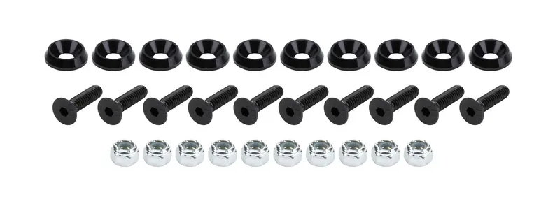 Allstar Performance 18629 Black Countersunk Bolt Kit – 1/4"-20 X 3/4", Includes Washers (10-Pack) 1
