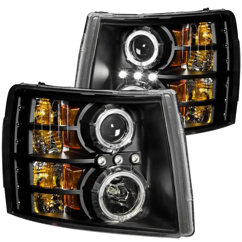 Anzo Usa Projector Headlight Set With Halo Rings — Clear Lens, Black Housing — Pair, Model 111200 1