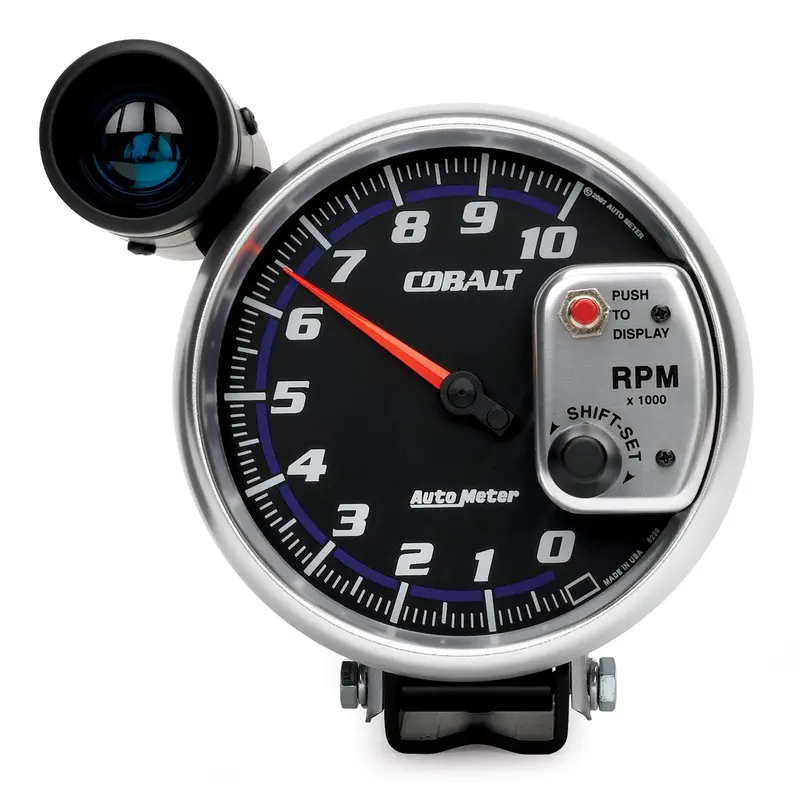 Autometer 6299 Cobalt 5-Inch Tachometer – 10K Rpm Range With Pedestal Mount & Shift Light 1