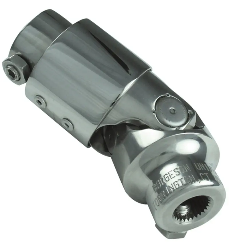 Borgeson 164940 Steering U-Joint & Vibration Damper – 3/4" Double-D, 13/16"-36 Thread, Polished Stainless 1