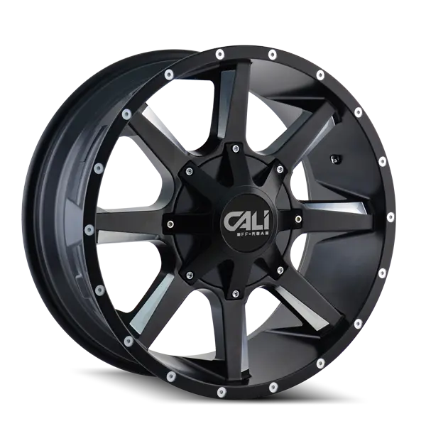 Cali Off-Road Busted Satin Black/Milled Spoke Wheel — 22X12", 8X180, -44Mm Offset, 124.1Mm Cb — Model 9100-22278M 1