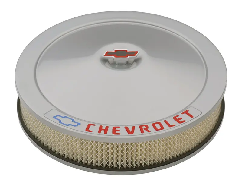 Chevrolet Performance 14-Inch Metallic Gray Air Cleaner Kit With Bowtie Logo And Chrome Nut 1