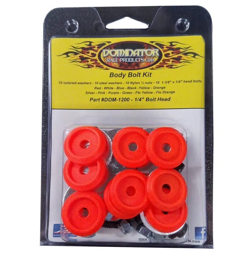 Dominator Race Products 1200-B-Flo-Or Fluorescent Orange Hex Head Body Bolt Kit 1