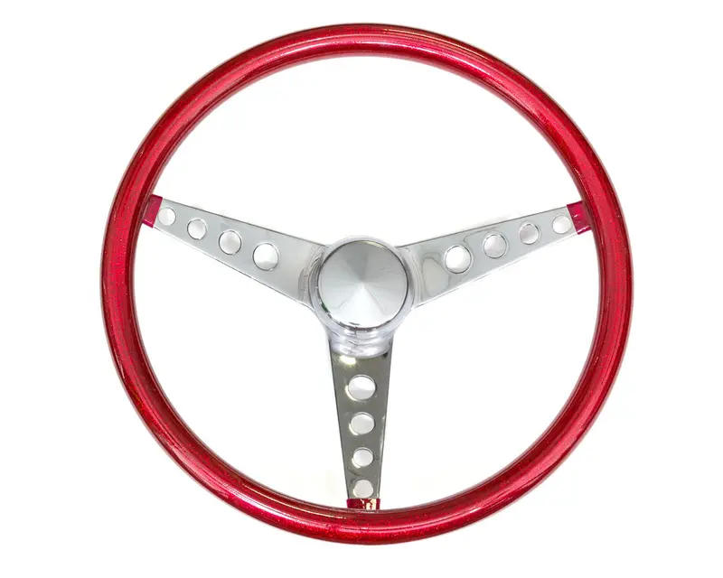 Grant 8465 15-Inch Metal Flake Red Steering Wheel With Chrome Spokes 1