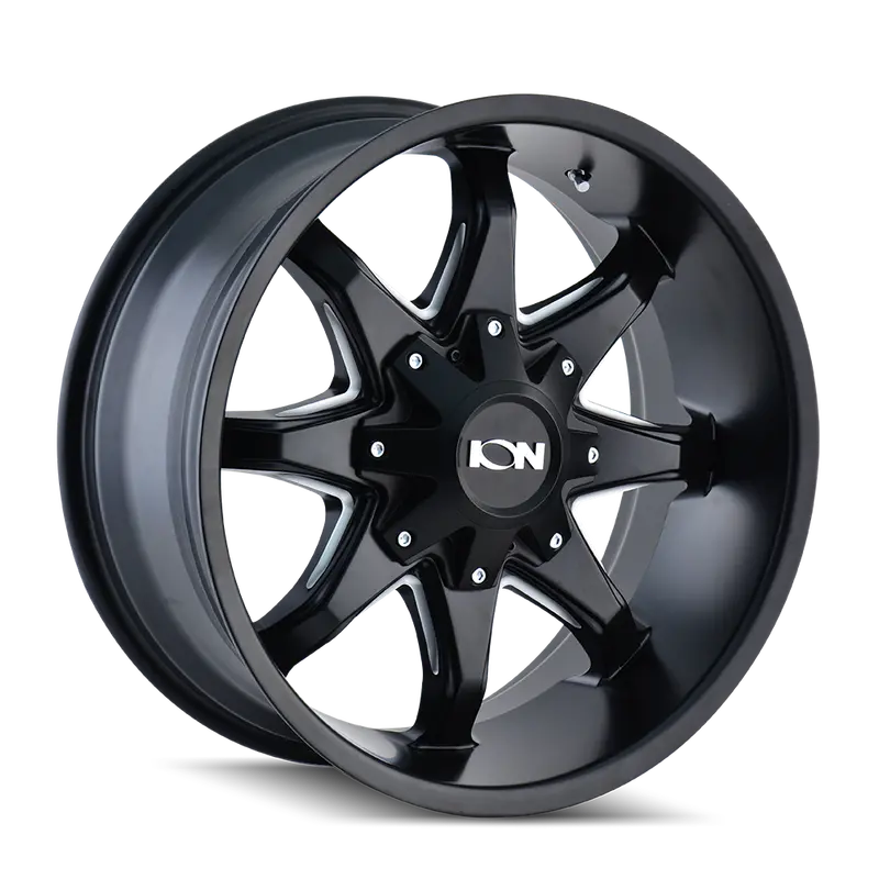Ion 181-2278M 20X12 Satin Black/Milled Spoke Wheel – 8X180 Bolt Pattern, -44Mm Offset, 124.1Mm Hub Bore 1