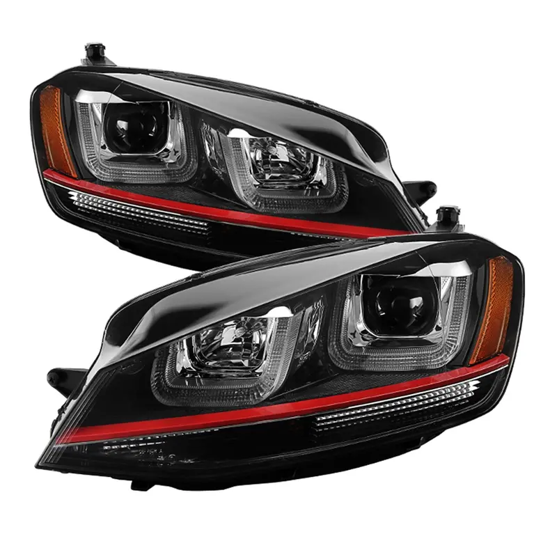 Spyder Auto Led Projector Headlights — Drl Function With Red Stripe Accent, Black Housing (5080592) 1