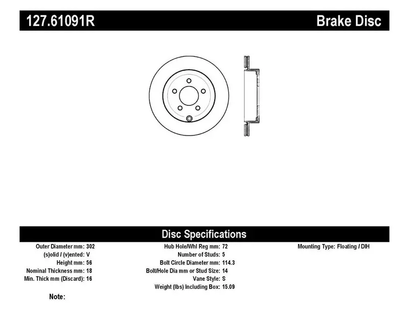 Stoptech 127.61091R Sport Drilled/Slotted Rear Right Brake Rotor 1