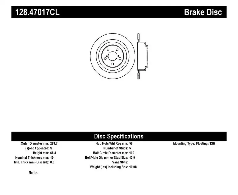 Stoptech 128.47017Cl Cryo-Treated Cross-Drilled Rear Left Brake Rotor – Sport Series 1