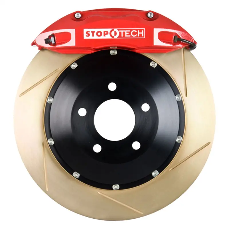 Stoptech 83.625.004G.73 Big Brake Kit – Red Calipers With Slotted Two-Piece Rotors (Front) 1