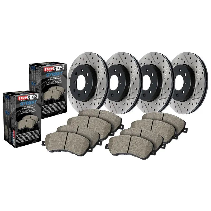 Stoptech 935.66066 Stoptech Street Axle Pack; Drilled And Slotted; 4 Wheel Brake Kit 1