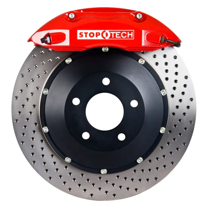 Stoptech Big Brake Upgrade Kit – Red Calipers, Slotted Two-Piece Front Rotors (Model 83.857.0047.72) 1