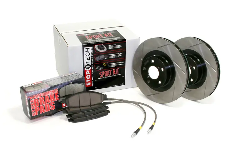 Stoptech Sport Rear Brake Kit – Slotted Rotors With Brake Lines 1