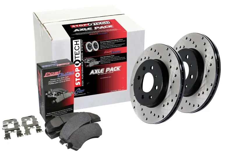 Stoptech Street Axle Pack – Drilled Front Brake Kit (Part #939.34047) 1