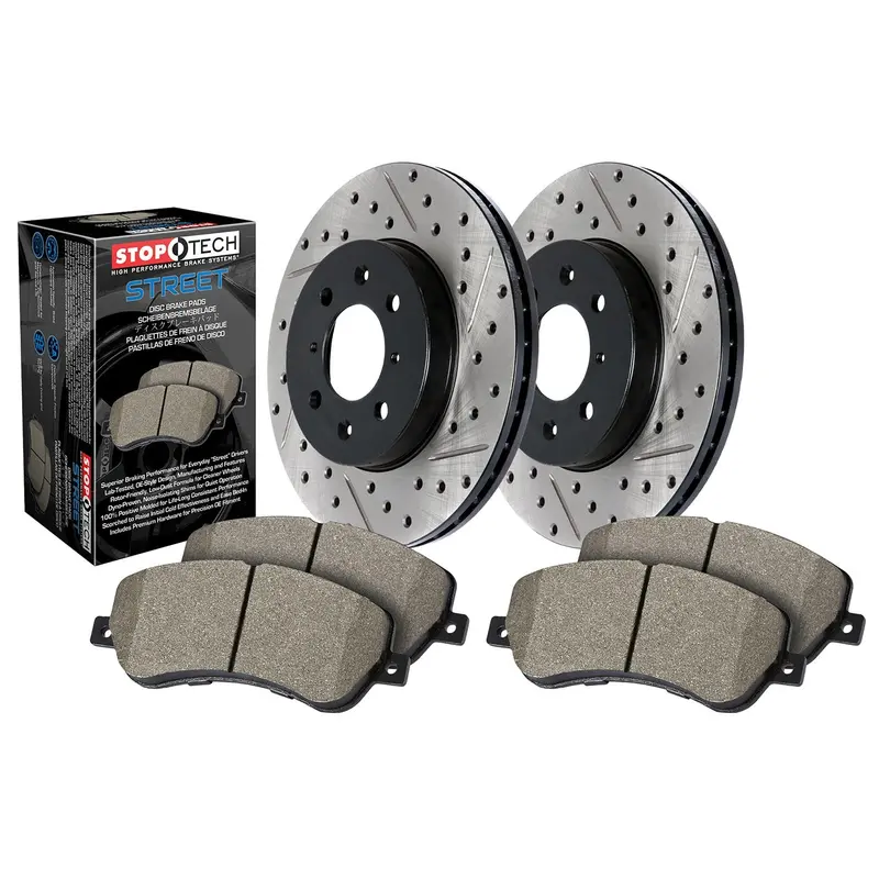Stoptech Street Front Brake Kit – Drilled & Slotted Rotors 1