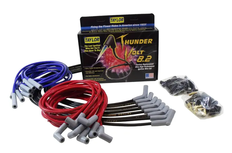 Taylor Cable 87003 Thundervolt 8.2Mm Ignition Wire Set; Black; Stock; 9.5 In.; Oe Spark Plug Boot; 1
