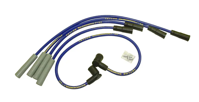 Taylor Cable 87681 Thundervolt 8.2Mm Ignition Wire Set – Blue, Stock-Length, 11.75", 180° Plug Boots 1