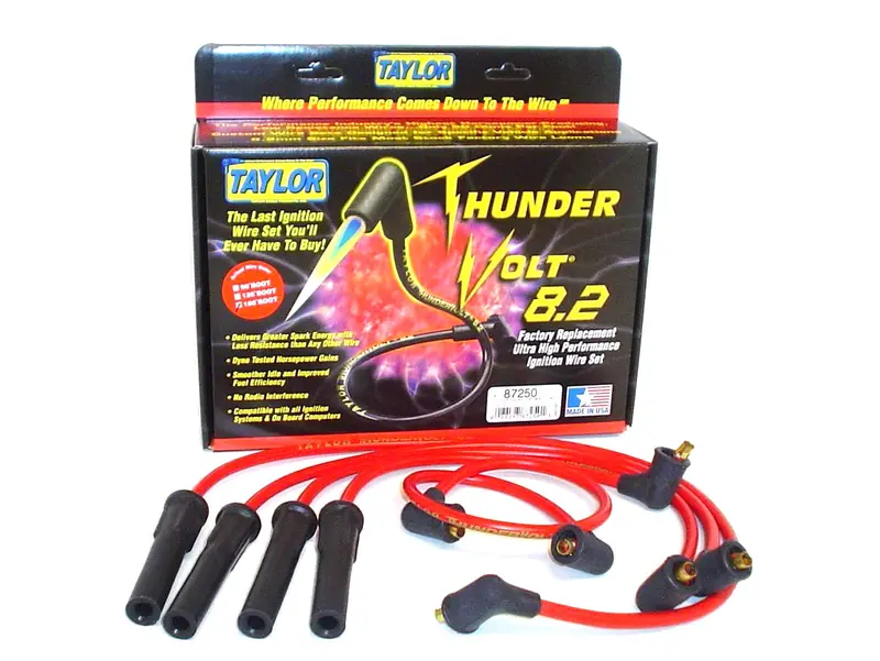 Taylor Cable Thundervolt 8.2Mm Ignition Wire Set – Red, 180° Boots, Stock Replacement 1
